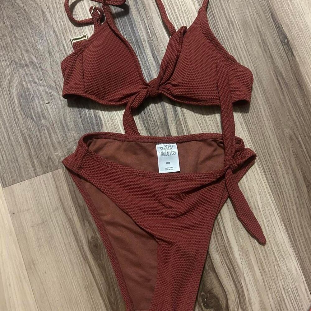 Wild-fable Women's Burgundy and Orange Bikinis-and-tankini-sets